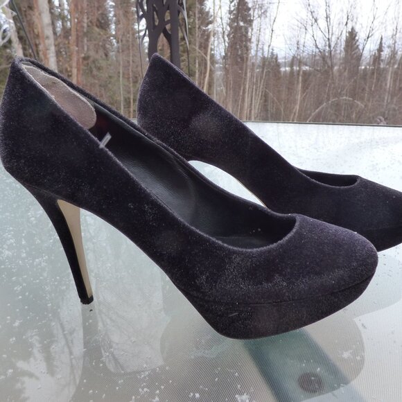 Hoegl Shoes - HOEGL GOTH WEDDING BLACK FUZZY FEEL HIGH HEELS CLOSED SHOES SIZE 9